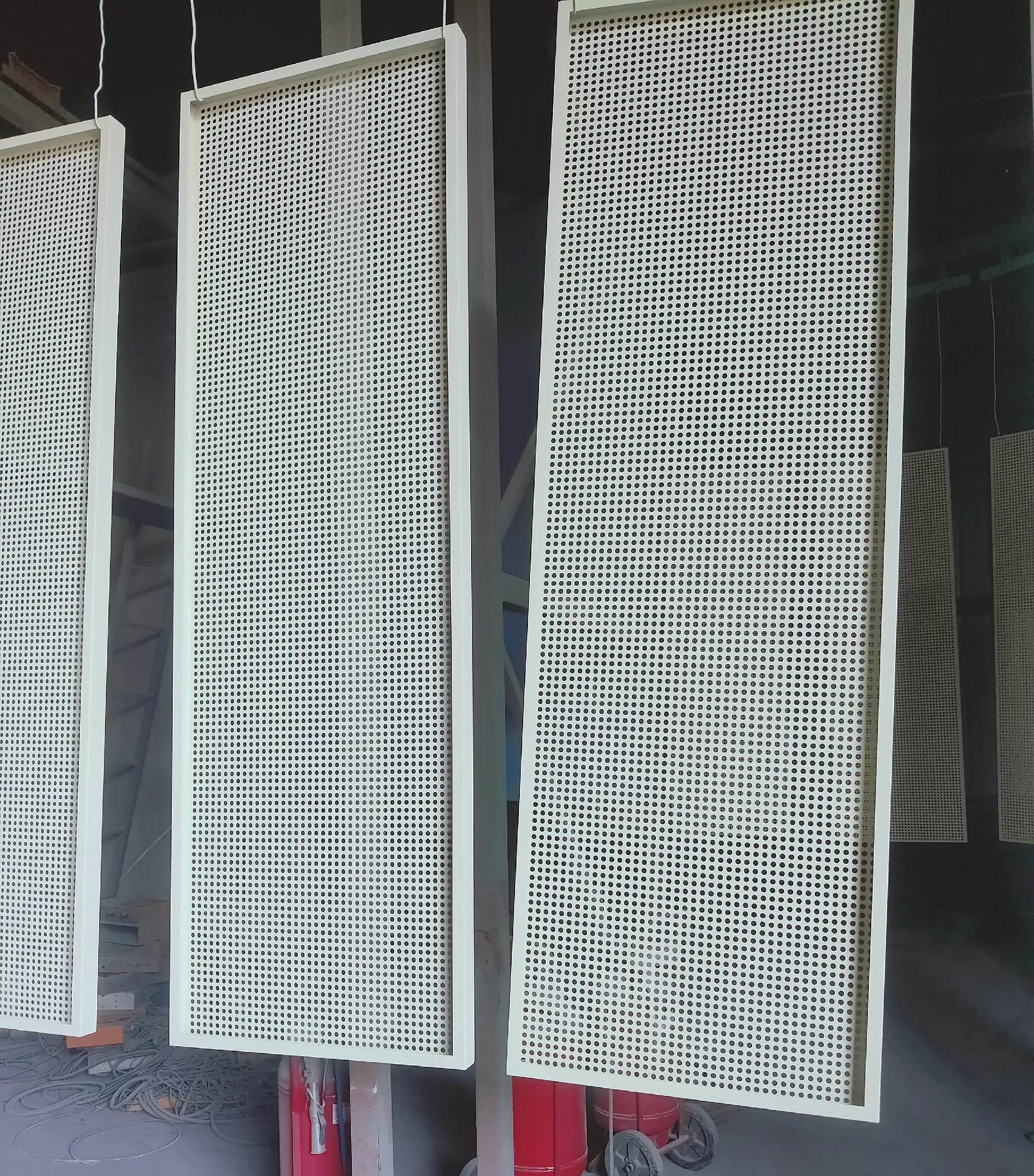 Framed expanded metal mesh panels shown as a product reference